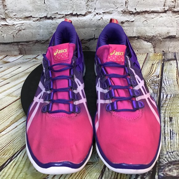 Asics Gel Fit Sana Women's Pink Purple Light Weight Lace Up Running Shoes 12 - Picture 2 of 8
